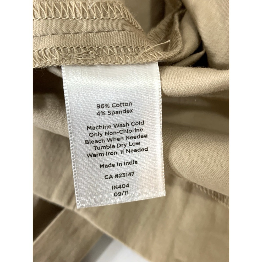 Talbots Sundress Womens Petite 8 Khaki Cotton Stretch‎ Neutral Bow V-Neck - Picture 9 of 11